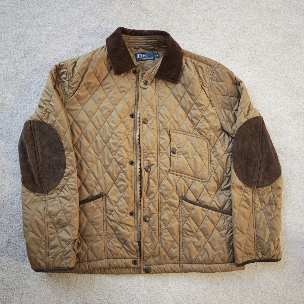 Men's Quilted Tan Jacket with Brown Accents